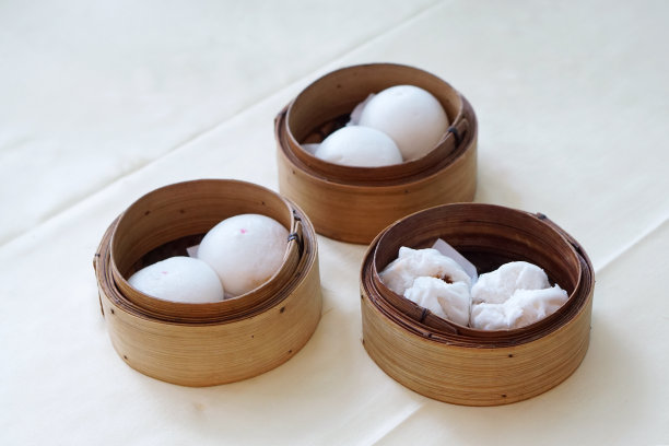 中国竹盘馒头-中国传统点心。图片下载