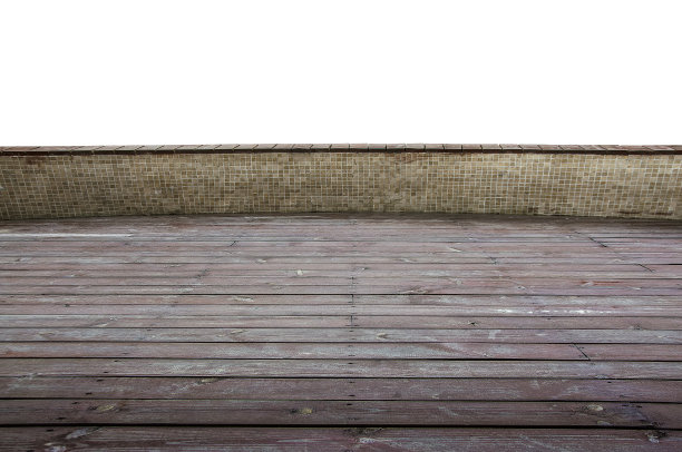 纹理木制平台孤立的白色背景。素材图片