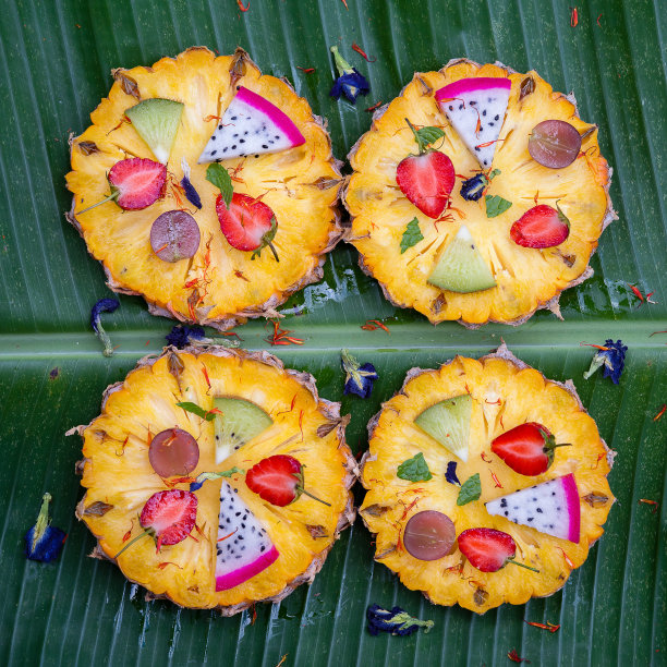 水果披萨的特写图片下载