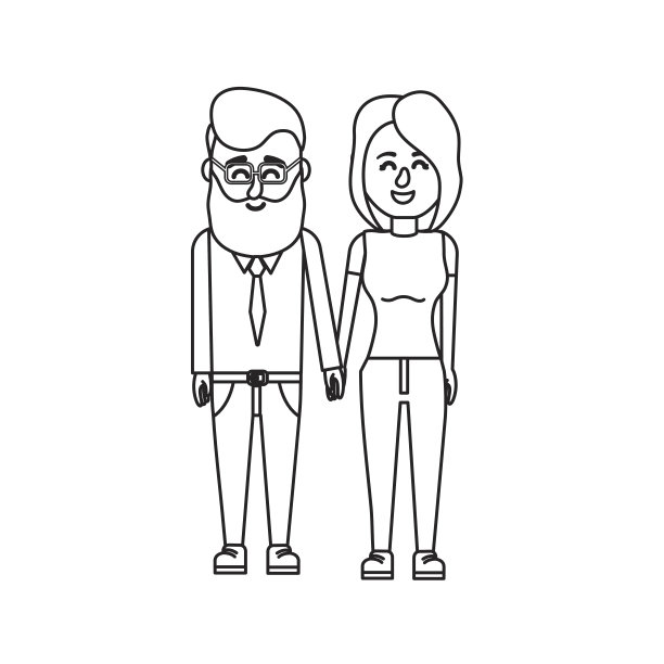 线条漂亮的夫妇与发型设计图片下载