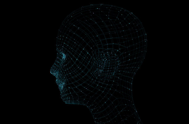 从3d网格的人的头。素材图片