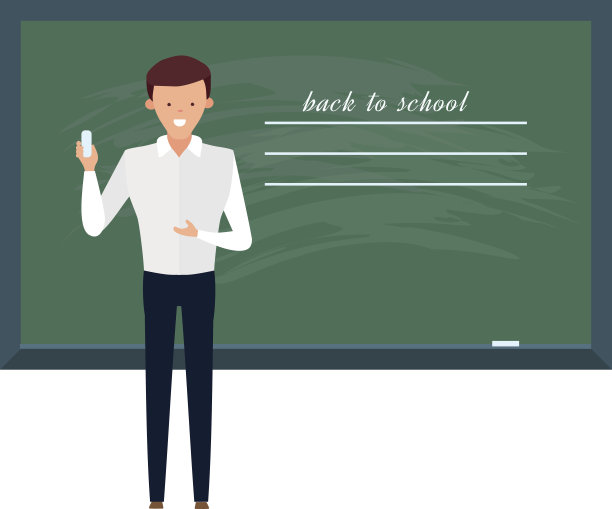 老师，教授站在空白的黑板前素材图片
