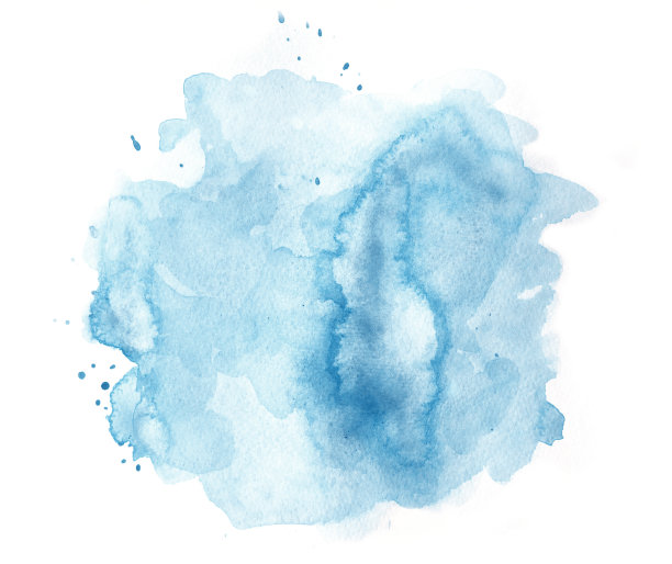 蓝色水彩溅在白色的背景图片下载