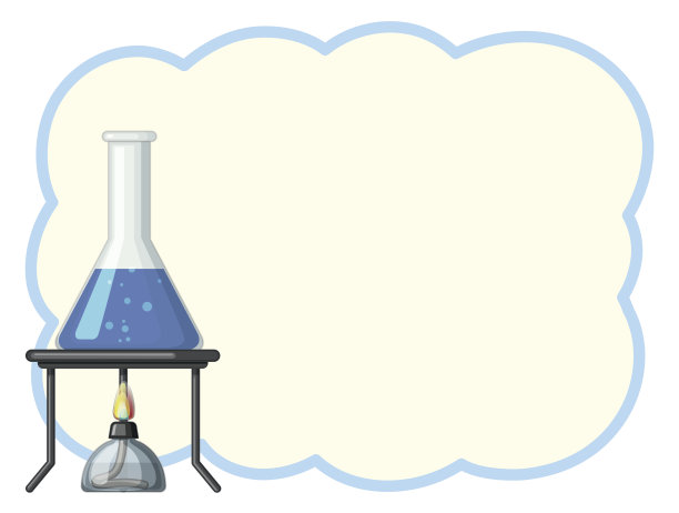 烧杯内装有蓝色液体的边框模板图片下载