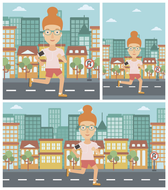 女子跑步时戴着耳机和智能手机图片下载