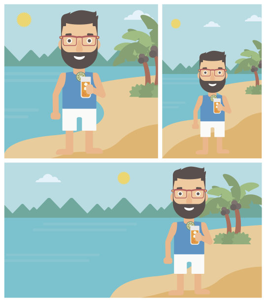 在海滩上喝着鸡尾酒的男人图片下载