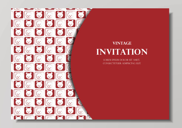 熊邀请卡复古设计vector01图片下载