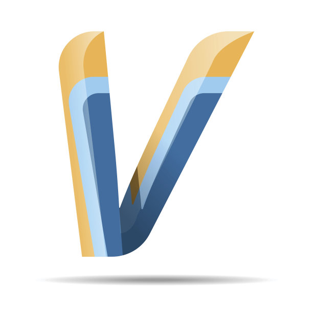 V字母多彩的现代字母图标。图片下载