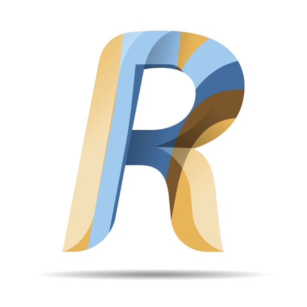 R字母多彩的现代字母图标。图片下载