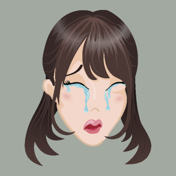 表情符号。亚洲女孩。哭图片下载