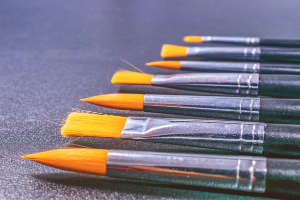 画笔的特写。艺术与绘画背景图片下载