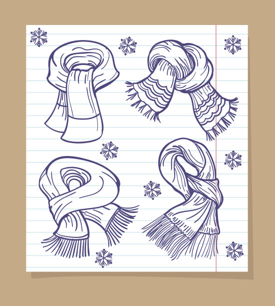 画围巾和雪花图片下载