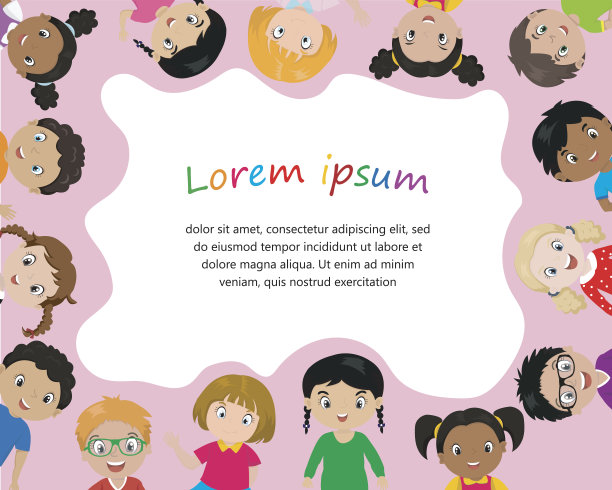 背景可爱的卡通孩子。文本的地方图片下载