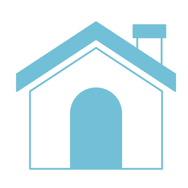 带有烟囱的房子的蓝色剪影图片下载