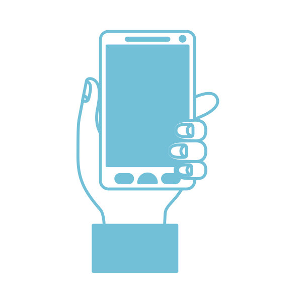 手持智能手机的蓝色剪影图片下载