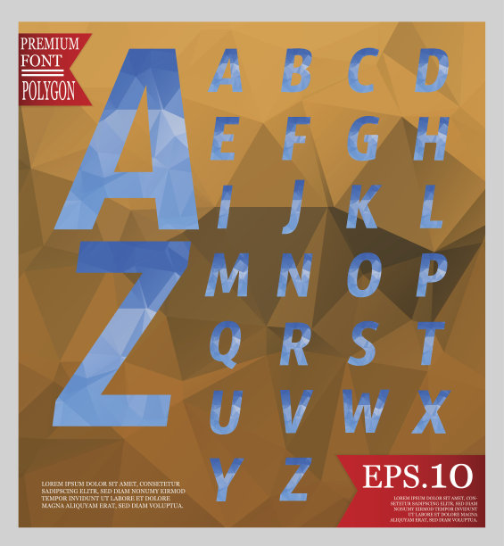字体低多边形设计和抽象几何背景全颜色图片下载