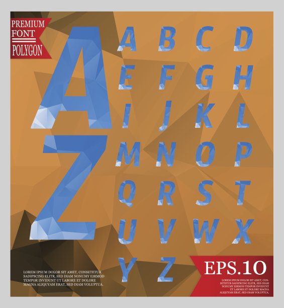 字体低聚和背景全颜色的几何形状。五彩缤纷的马赛克图案。EPS.10图片下载