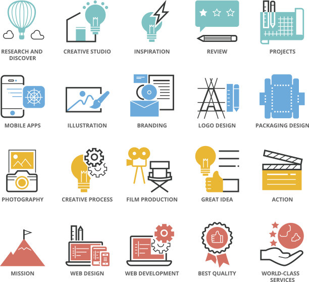 颜色图标的创意和服务图片下载