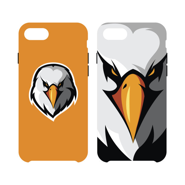 狂怒鹰头运动俱乐部矢量标志概念孤立在智能手机外壳。图片下载