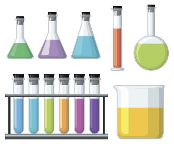 盛有彩色液体的烧杯图片下载