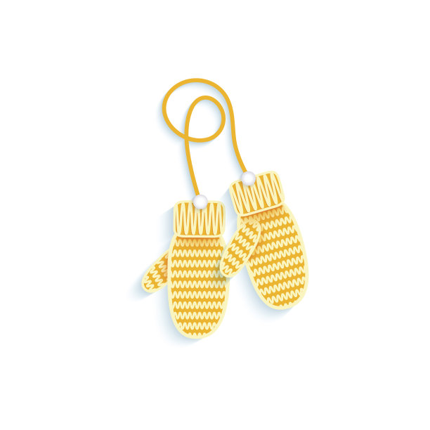 矢量平针织冬季羊毛连指手套孤立图片下载