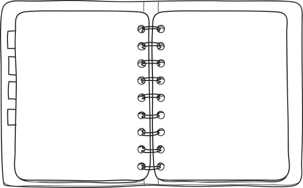 笔记本黄色封面手绘在白色背景空白纸封面线艺术矢量插图图片下载