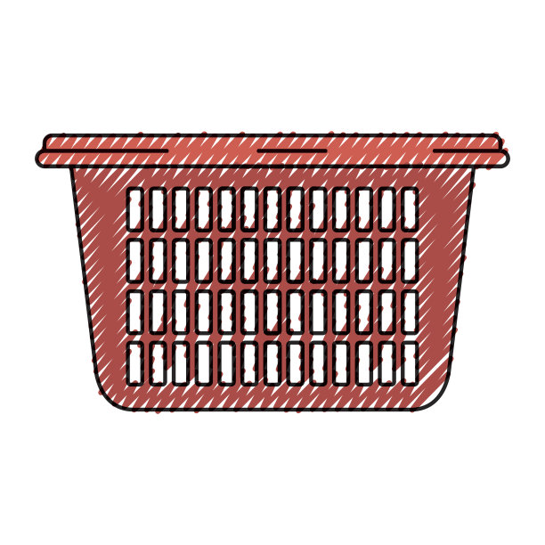 彩色蜡笔剪影的洗衣篮没有把手图片下载