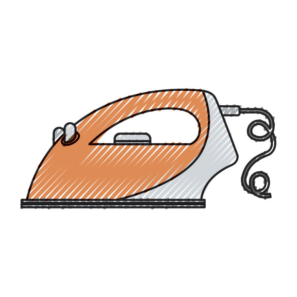 彩色蜡笔剪影的衣服铁图标在侧视图图片下载