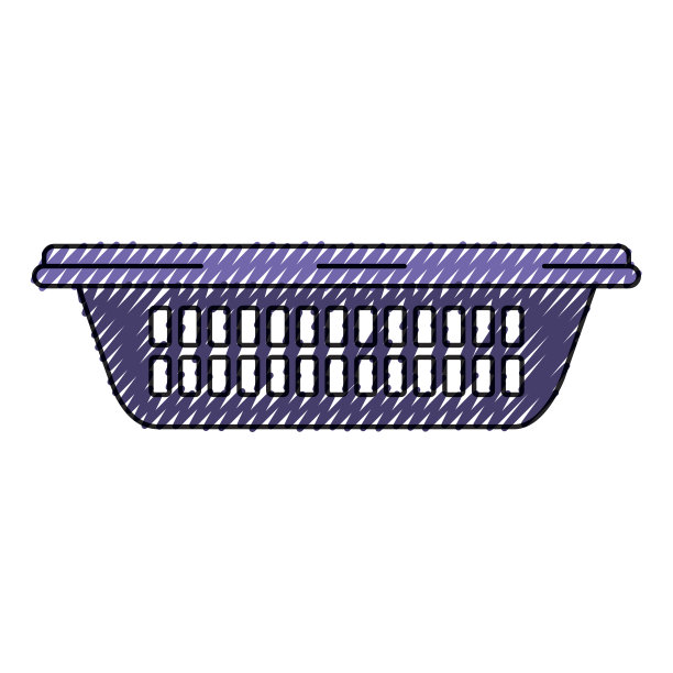 彩色蜡笔剪影的小洗衣篮没有把手图片下载