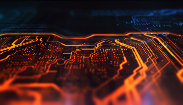 橙色、蓝色技术背景图片下载