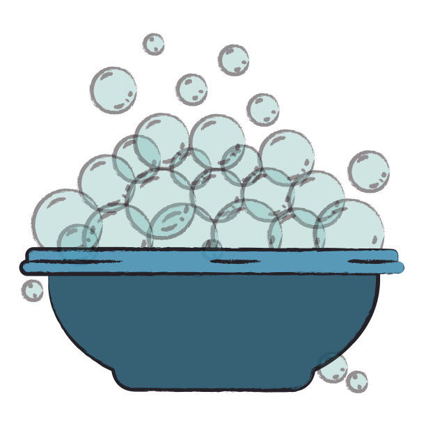 彩色模糊的轮廓，碗和肥皂泡图片下载