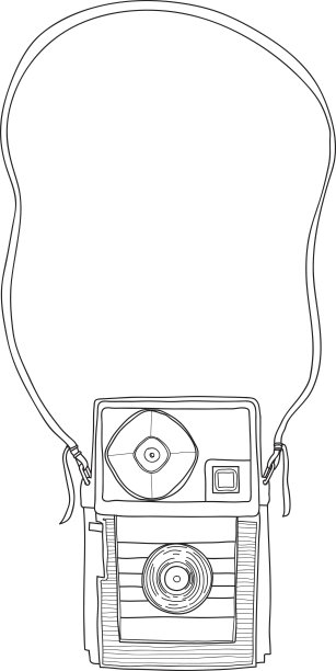 相机复古摄影复古设计手绘矢量线艺术插图图片下载