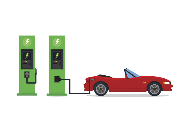 电动汽车在充电站充电。图片下载