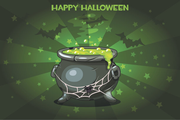 卡通壶与魔法药水，设置插图万圣节快乐图片下载