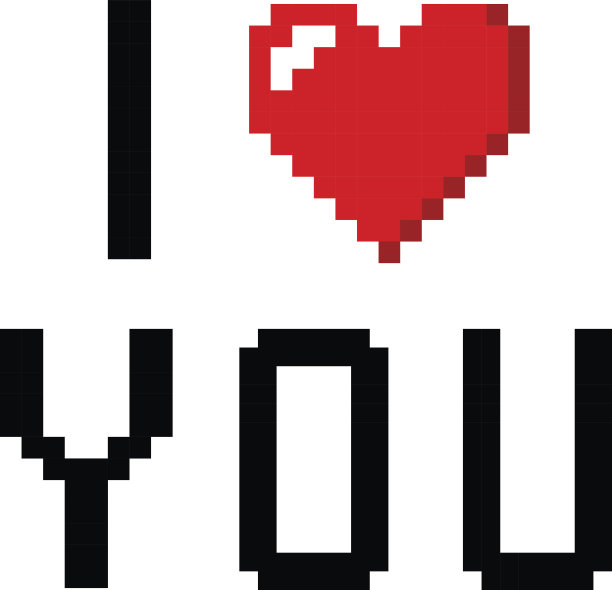 像素艺术心我爱你颜色图标情人节图片下载