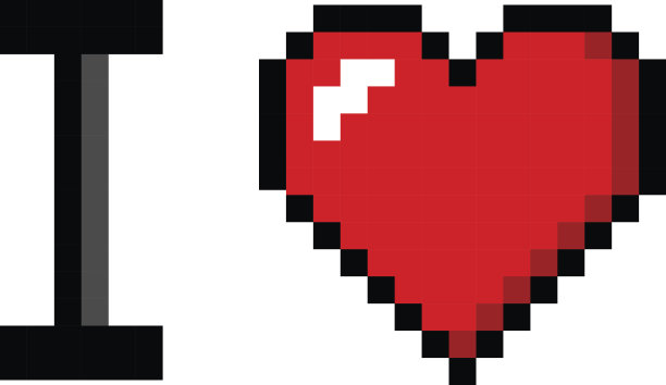 像素艺术心我爱你颜色图标情人节图片下载