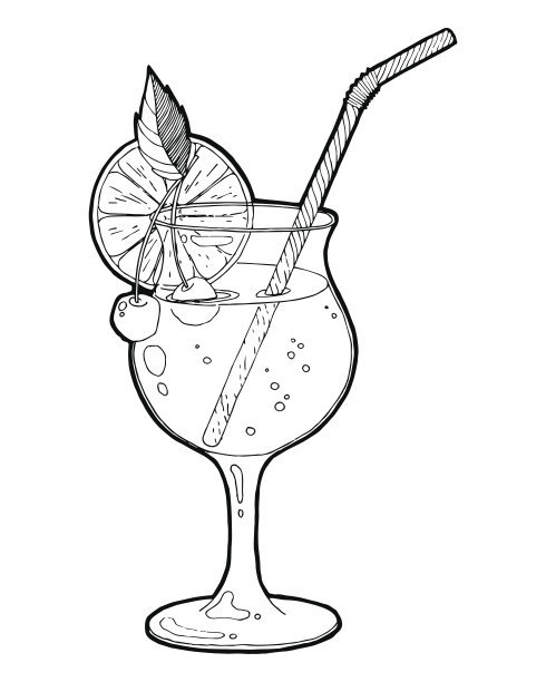 手绘素描酒精鸡尾酒年份。矢量插图的鸡尾酒菜单图片下载