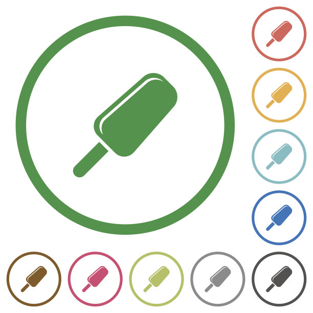 冰棍扁平图标与轮廓图片下载