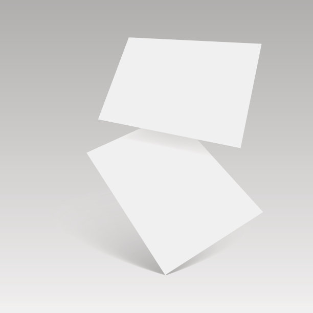 飘落空白的白色名片矢量模板。向量。图片下载