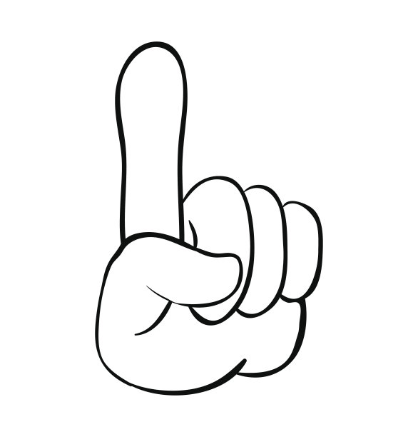 手指针，手指向上的卡通矢量符号图标设计。美丽的插图孤立在白色的背景图片下载