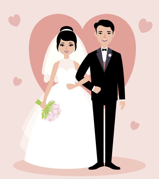 恩爱的新婚夫妇，茁壮成长的新娘和新郎图片下载