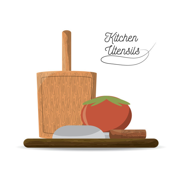 扁平的厨房用具和蔬菜图片下载