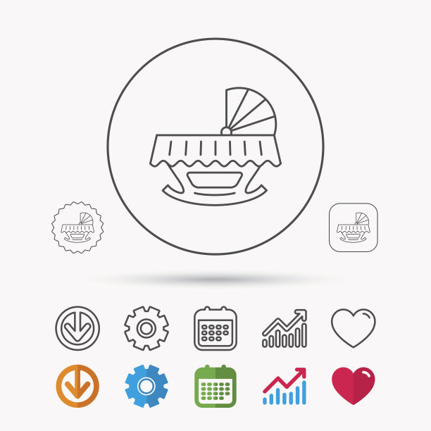 婴儿摇篮床图标。婴儿床或婴儿床的标志。图片下载