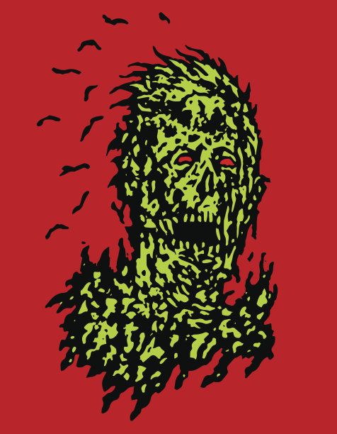 腐烂的僵尸头。矢量插图。图片下载