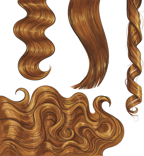 闪亮的长红色，金黄色的直发和波浪卷发图片下载