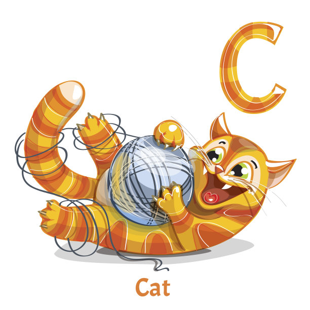 向量字母c猫图片下载