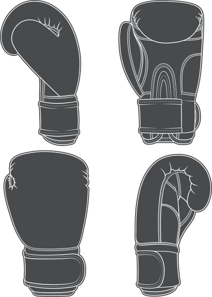 一套插图与拳击手套。孤立的矢量对象。图片下载