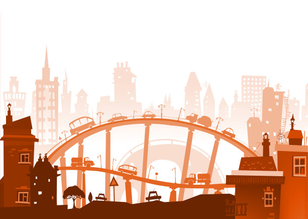 现代城市的繁忙道路有许多桥梁和汽车。图片下载