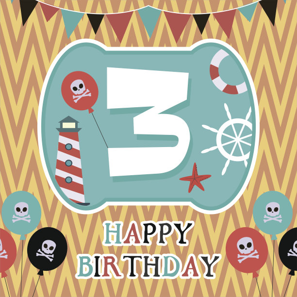 海盗主题生日贺卡图片下载