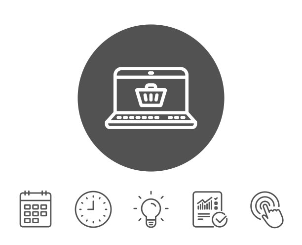 网上购物车线图标。笔记本电脑的信号。图片下载